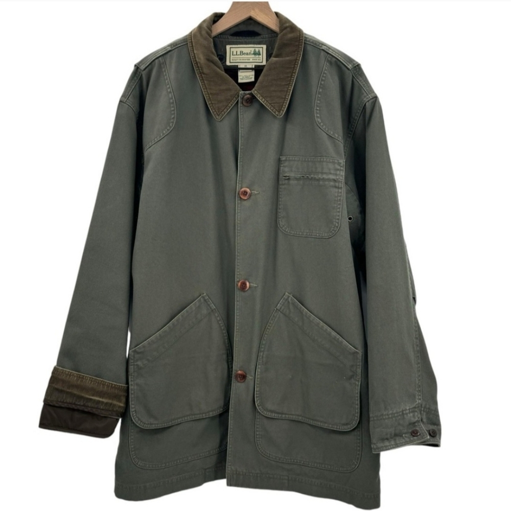 Vintage L.L. Bean Field Jacket Barn Coat Removable Flannel Lining Green XL Tall